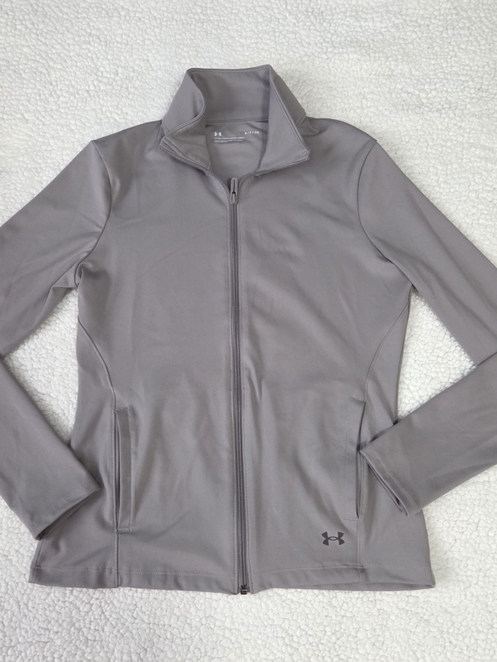 Under Armor Motion Fitted Jacket Zip Up Mock Neck Purple Full Zip Workout